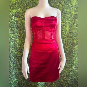 Deep Red Strapless Dress